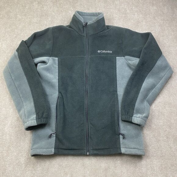 Columbia Men’s Fleece Jacket Size S Two Tone Gray Black Full Zip - Picture 1 of 9